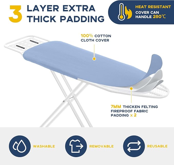 RAINHOL Ironing Board, 43x13 Full Size Blue Compact Iron Board - Image 2