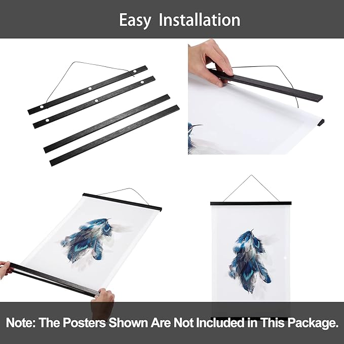 WITCOLOR Poster Hanger Frame, Black Wood Style 22inch Wide Magnetic Frame for Wall Decor Art Painting, Magnet Poster Hanger for Photos, Pictures, Prints, Maps, Scrolls and Canvas Artwork