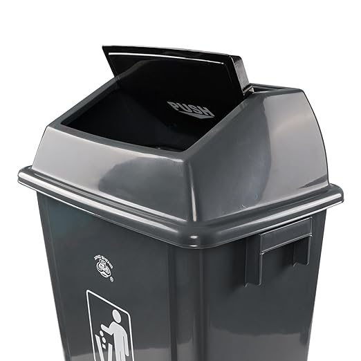 4-Pack 13 Gallon Plastic Kitchen Trash Cans with Swing Lid, Durable Commercial Swing Top Garbage Bin for Office, Patio, Restaurant, Garage
