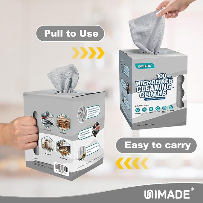 UNIMADE Microfiber Cleaning Cloth, 100 Sheets Microfiber Towels - Image 7