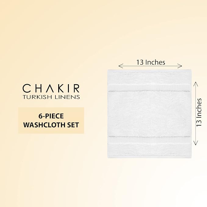 Chakir Turkish Linens 100% Cotton 6-Pack Washcloths 13x13, Oeko-Tex Certified - Image 4