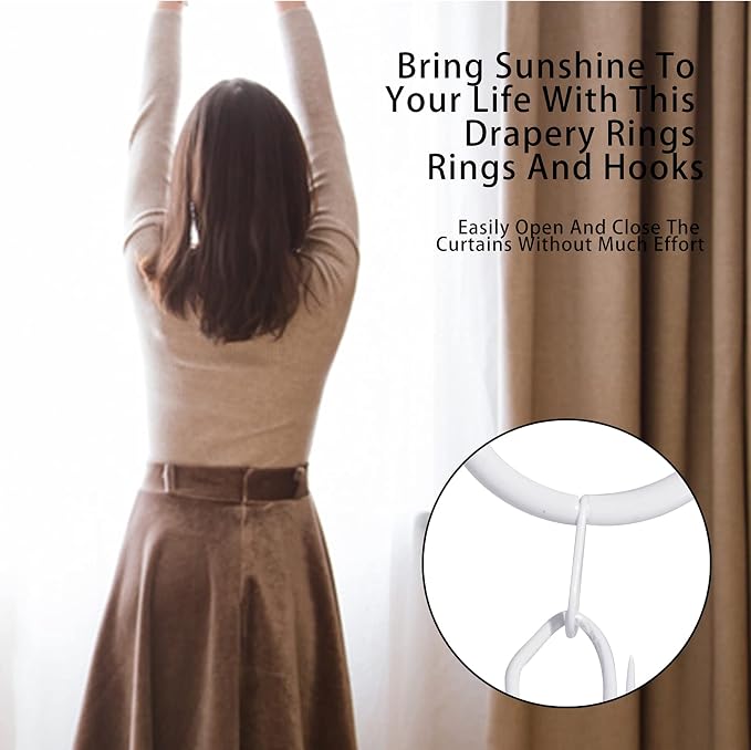 60 Pcs Metal Drapery Rings & Curtain Hooks, 30 mm Internal Diameter Hanging - Image 4