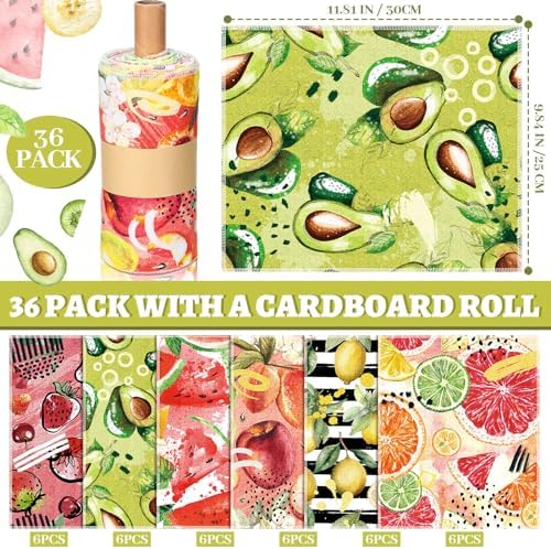36 Pack Fruit Reusable Cleaning Cloths Washable Cotton Kitchen Towels - Image 5