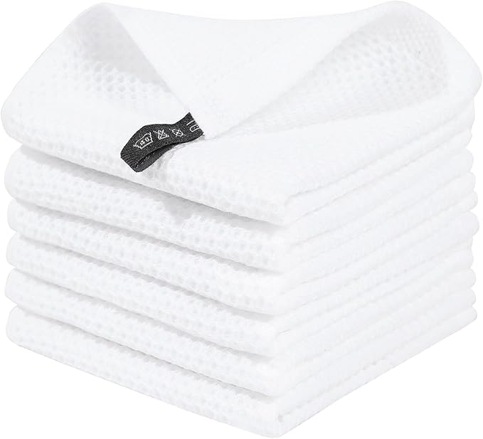 Homaxy 100% Cotton Waffle Weave Kitchen Dish Cloths 6-Pack, Ultra Soft by Homaxy