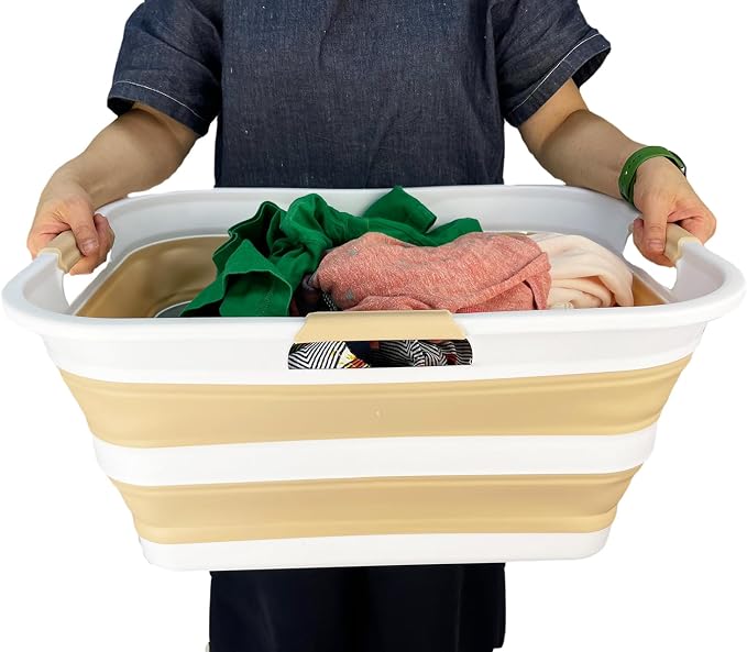 SAMMART 42 Collapsible Plastic Laundry Basket, Foldable Pop Up Storage - Image 7