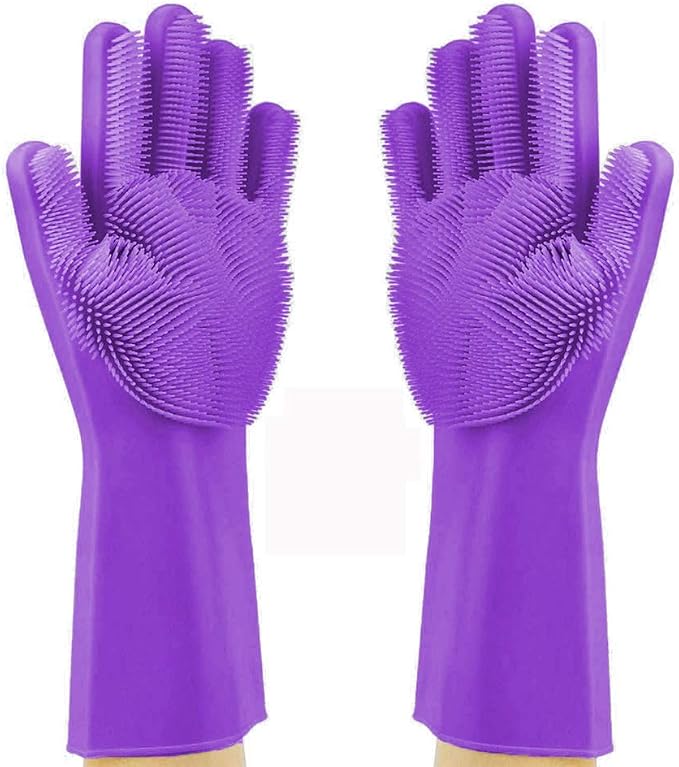Silicone Dishwashing Gloves, Pet Grooming Rubber Scrubbing - Image 2