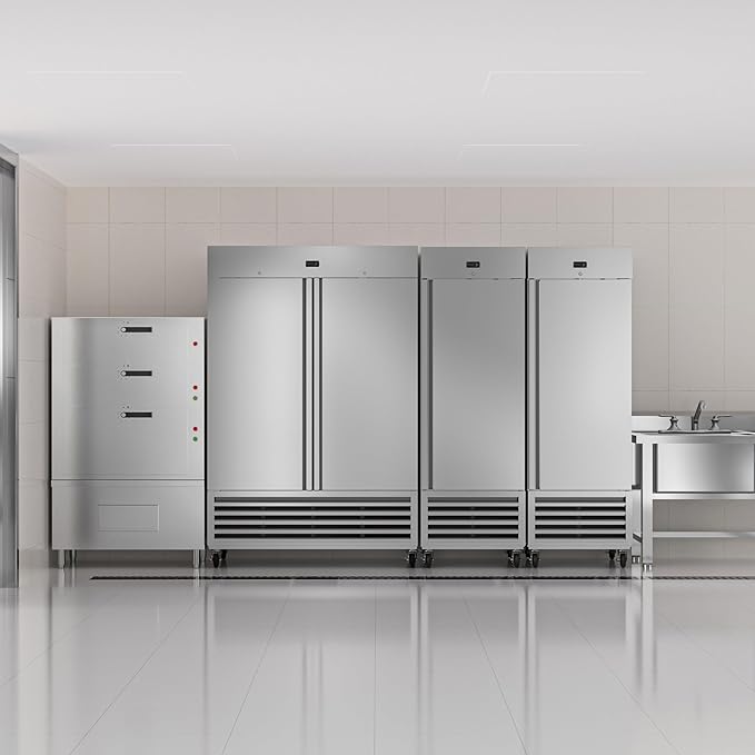 54" W Commercial Refrigerator, 46 Cu.ft Stainless Steel Reach-in Upright Fridge with 2 Solid Door and 3 Adjustable Shelves for Restaurant, Bar, Shop, ETL Approved