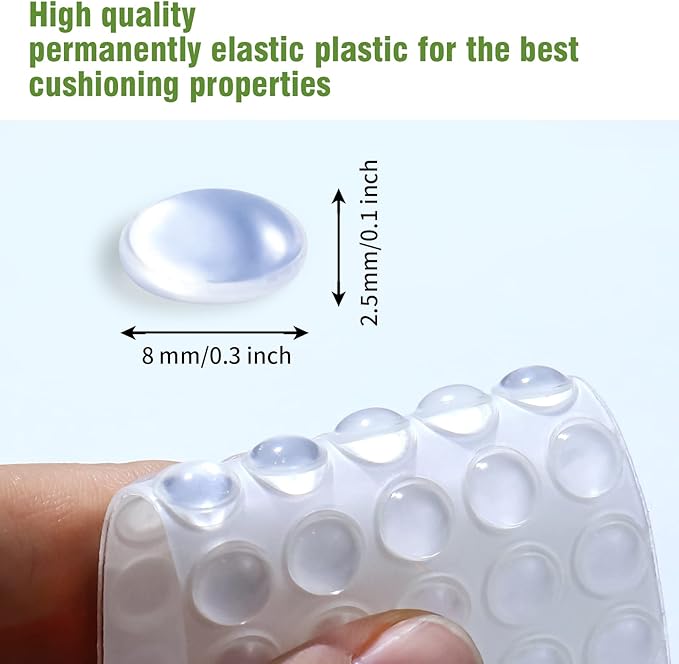 Cabinet Door Bumper Rubber Pad -150 pcs 1/3”Diameter Cabinet Bumpers Rubber Bumpers Clear Glass Table Top Bumpers for Drawers, Small Furniture(150pcs)