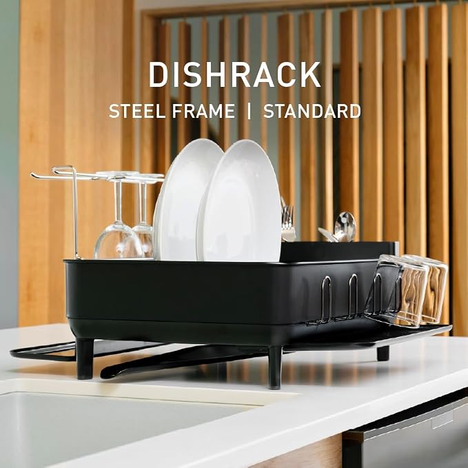 simplehuman Steel Frame Dishrack, Large Capacity Dish Drying Rack, 360º Easy - Image 2