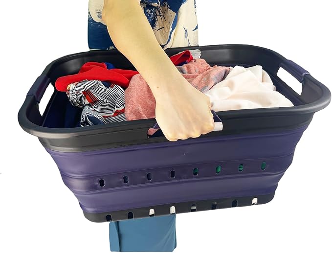 SAMMART 42 Collapsible Plastic Laundry Basket, Foldable Pop Up Storage - Image 7