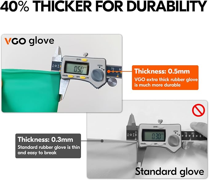Vgo...Latex Reusable Household Gloves, Cleaning Gloves, Long Cuff | green - Image 2
