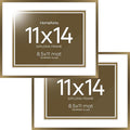 Homeforia 11x14 Diploma Frame Bronze, High End Metal 11 x 14 Certificate Frames with Mat 8.5 by 11, 11by14 Document Frame Matted to 8.5x11, Award Graduation Frames, Tempered Glass, Wall Kit, Set of 2