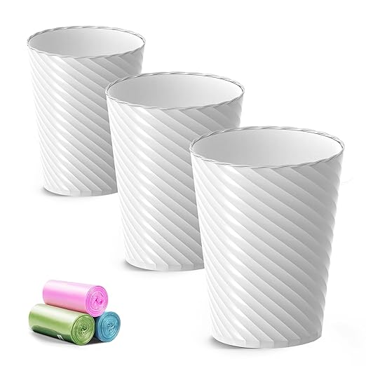 Lysam Bathroom Trash Can 3 Pack, 1.8 Gallon Small Trash Can by Lysam