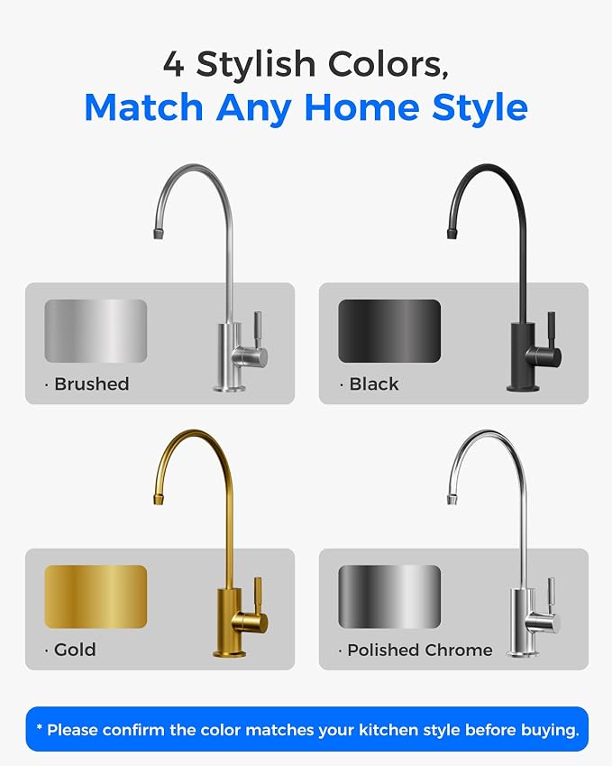 Waterdrop G2FCT-Gold Reverse Osmosis Water Filter Faucet, Brushed Gold | Water - Image 3