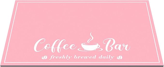 CooRug Fashion Coffee Mat, Dish Drying Mat 16" x 24" Pink | Hide Stain - Image 9
