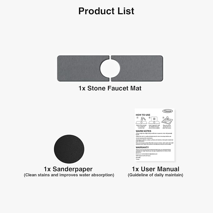 Premium Stone Faucet Mat for Kitchen Sink, 15.8" x 4" Dark Gray | Quick Drying - Image 7
