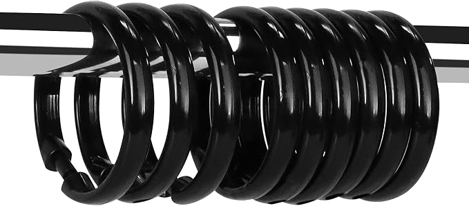 Black Shower Curtain Hooks Rings, Plastic Shower Curtain Hooks by Qulable