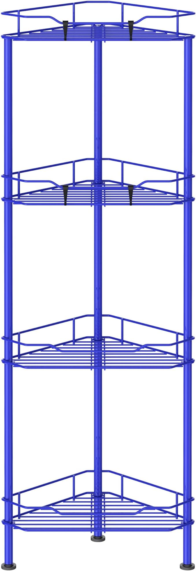 HuggieGems Metal Floor Standing Corner Shower Caddy, Dark Blue, 4 Tier by HuggieGems