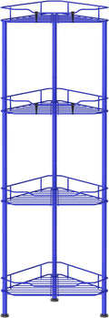 HuggieGems Metal Floor Standing Corner Shower Caddy, Dark Blue, 4 Tier by HuggieGems