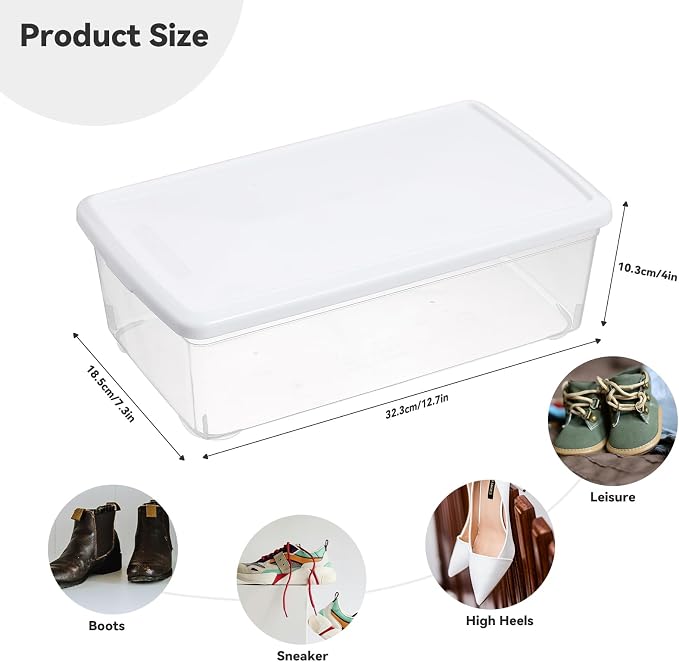 novelinks 8 Pack 6 Quart Clear Plastic Shoe Storage Bins - Image 4