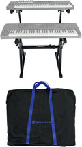 Rockville Z55 Z-Style 2-Tier Piano Keyboard Stand w/ Bag & Headphone Hook – Portable & Sturdy, Height & Width Adjustable, Fits 54/61/76/88-Key Electric Pianos & Keyboards – 250 lb Capacity