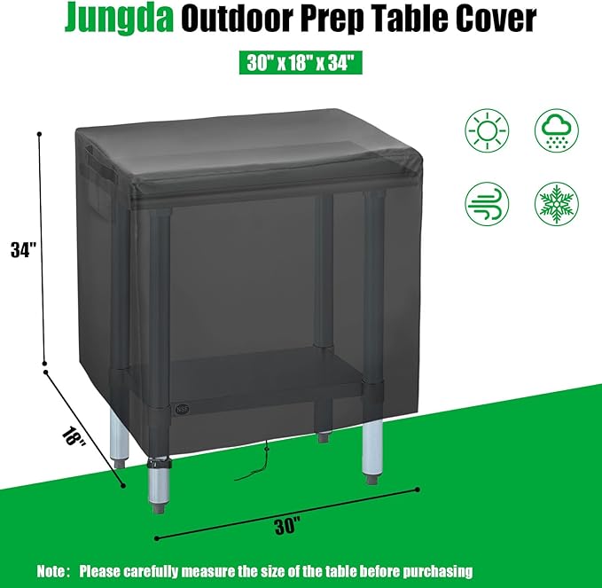 Outdoor Prep Table Cover,30 Inch Waterproof Stainless Steel Prep Cart Table Cover,Patio Kitchen Grill BBQ Food Prep Table Cover - 30 x 18 x 34 Inch