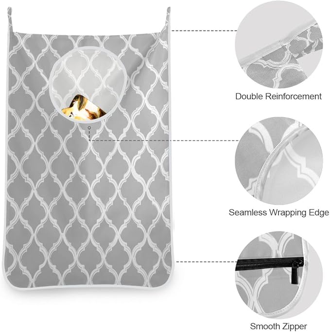 1PC Hanging Laundry Hamper Bag Over the Door Laundry Hamper Wall Hamper Large - Image 6