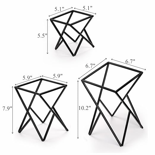 Set of 3 Metal Pizza Stand Holder, Tabletop Pizza Pan Riser Racks Serving Platter Tray for Party, Reusable Square Dessert Food Display Stand for Cakes, Appetizers, Wedding, Home, Buffet, Black