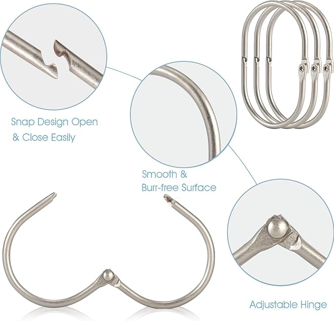 Shower Curtain Rings, Oval Snap Shower Rings - Image 4