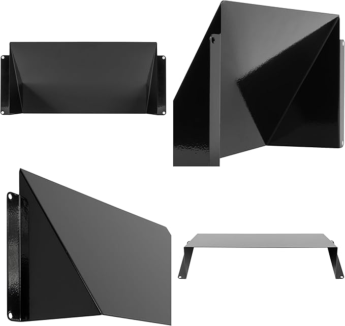 Repa Market 10 x 5 Inch Black Galvanized Steel Vent Cover - Duct Exhaust/Inlet Rain Deflector - Weatherproof Guard for Ventilation Systems/Indoor/Outdoor Vent Hood/Air Vent Grille Protection Roof