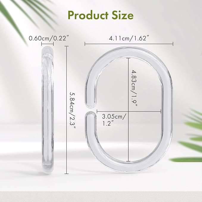 Amazer Shower Curtain Rings, Rust Proof Shower Rings C Shaped Shower Hooks - Image 2