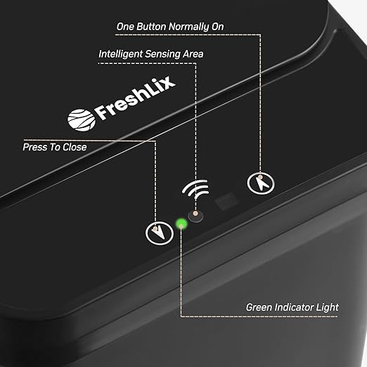Motion Sensor Trash Can, 2 Pack 2.6 Gallon Automatic Touchless Garbage Can, Small Smart Trash Can, Slim Waterproof Trash Bin for Bedroom, Bathroom, Office, Living Room, Black