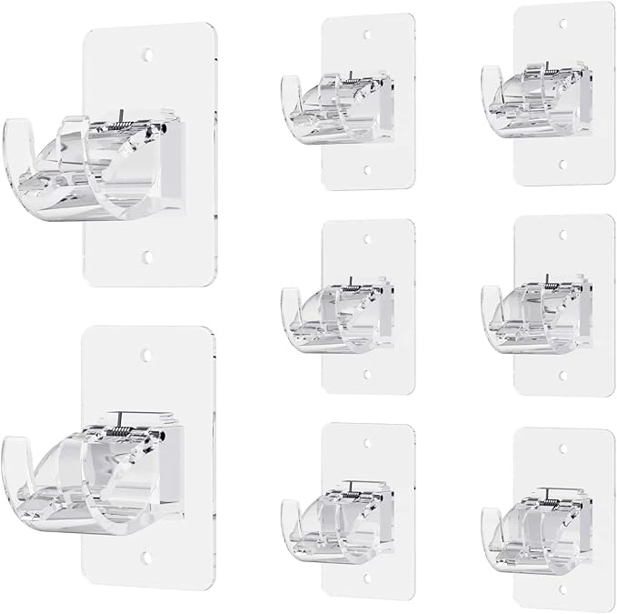 CIEMGNZOC 8PCS No Drill Curtain Rod Brackets, Self-Adhesive Curtain Rods No by CIEMGNZOC