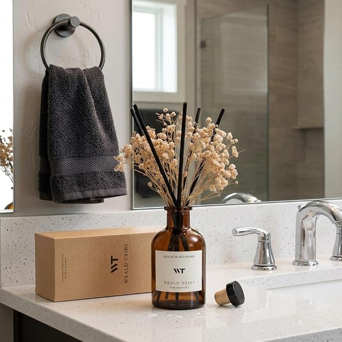Reed Diffuser Set for Bathroom Air Fresheners, Oil Diffuser Sticks | Fresh - Image 4