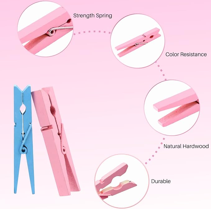 10 Colored Wooden Clothespins 50 PCS, 2.9 Inch Heavy Duty Clothes Pins | - Image 3