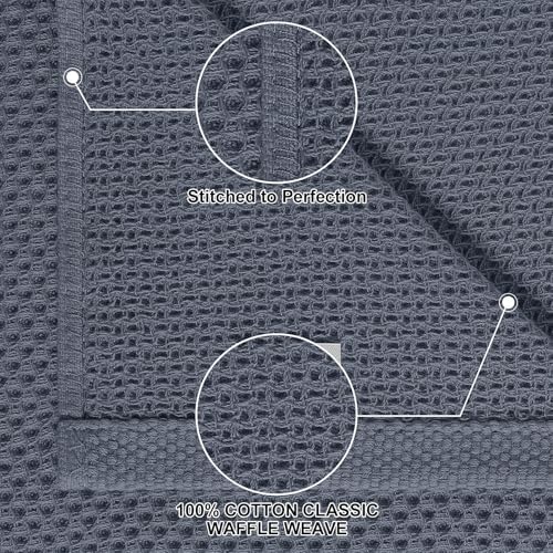 Homaxy 10 Pack 100% Cotton Kitchen Towels and Dishcloths Set, Dark Grey - Image 2