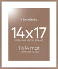 Homeforia 14x17 Picture Frame Mocha, High End Metal 14 x 17 Poster Frames with Mat 11 x 14 for Photo, 14x17 Mocha Frame Matted to 11x14 inch Print, 17x14 Thin Frame, Tempered Glass, Wall Kit, Set of 1