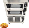Electric Pizza Oven up to 400℃(752℉) Commercial Portable Indoor Pizza Triple Oven with Fermentation Tank Fits 4 Baking Sheets and 8 Fermentation Sheets AC220V/13.2kW