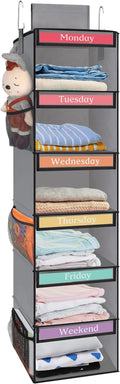 Fixwal Weekly Kids Clothes Organizer 6-Shelf Hanging Closet Storage Grey | by Fixwal