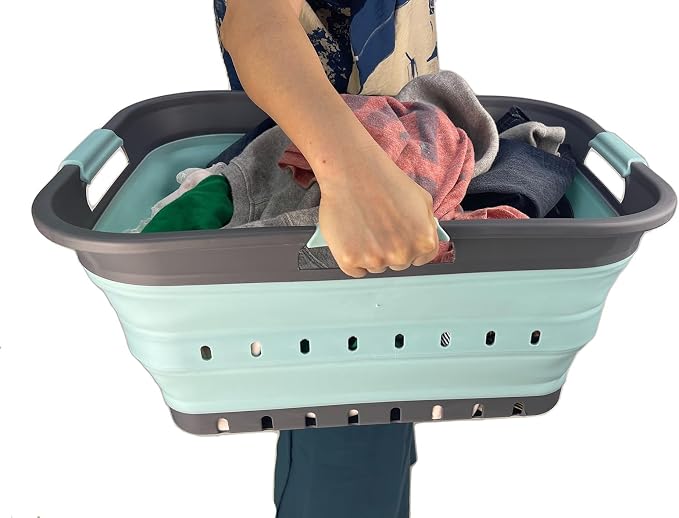 SAMMART 42 Collapsible Plastic Laundry Basket, Foldable Pop Up Storage - Image 7