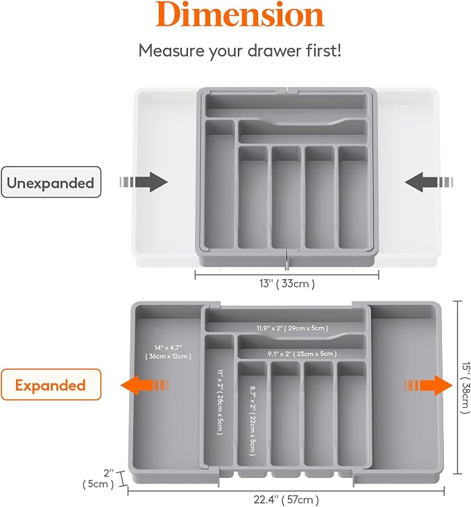 Lifewit Expandable Silverware Drawer Organizer, Kitchen Utensil Tray | BPA-free - Image 3
