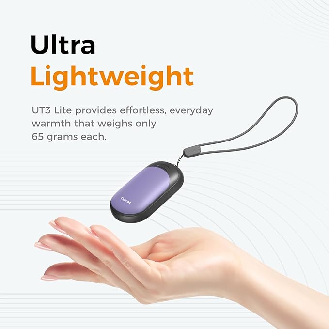 OCOOPA Magnetic Hand Warmers Rechargeable 2 Pack, UL Safety Heat 100-126°F, 3-Settings, Pocket-Sized, Max. 8 Hrs Long Lasting,Great for Raynauds, Golf, Hunting, Camping, Gifts for Men Women, UT3 Lite