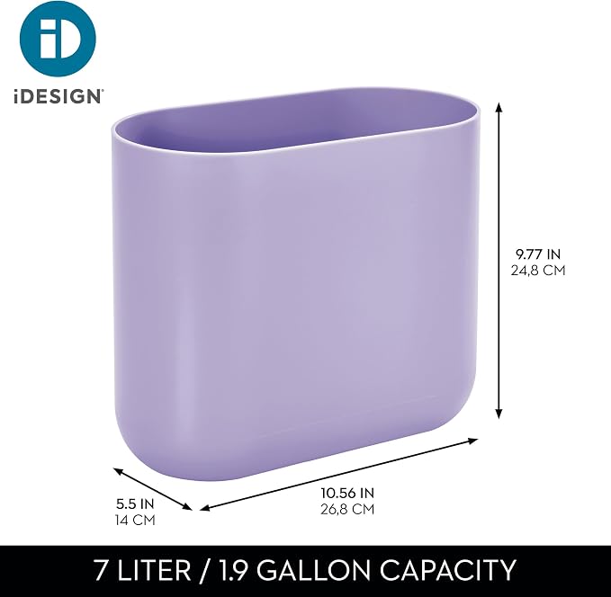 iDesign Small Slim Plastic Bathroom Trash Can - Image 4