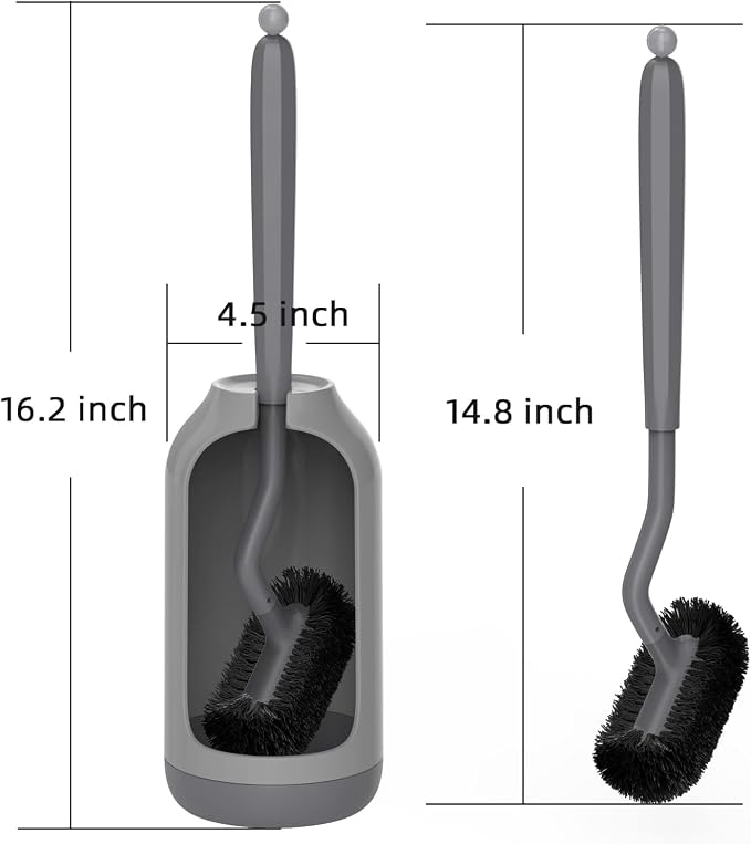 HAMITOR Toilet Bowl Brush Holder Set, Dead Corner S-Shaped Bristle Scrubber | - Image 7
