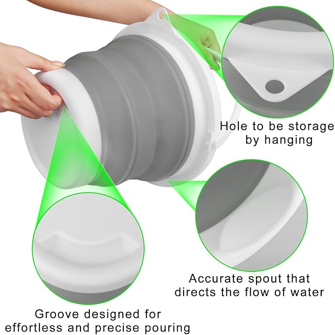Collapsible Mop Bucket and Ice Bucket-5L Household Cleaning Silicone Dust Mops - Image 5