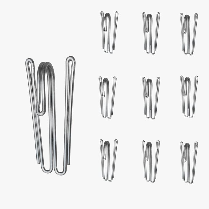 60 pcs Stainless Steel Curtain Hooks Drapery W Shape Hook Stainless Curtain by QINGNIAO
