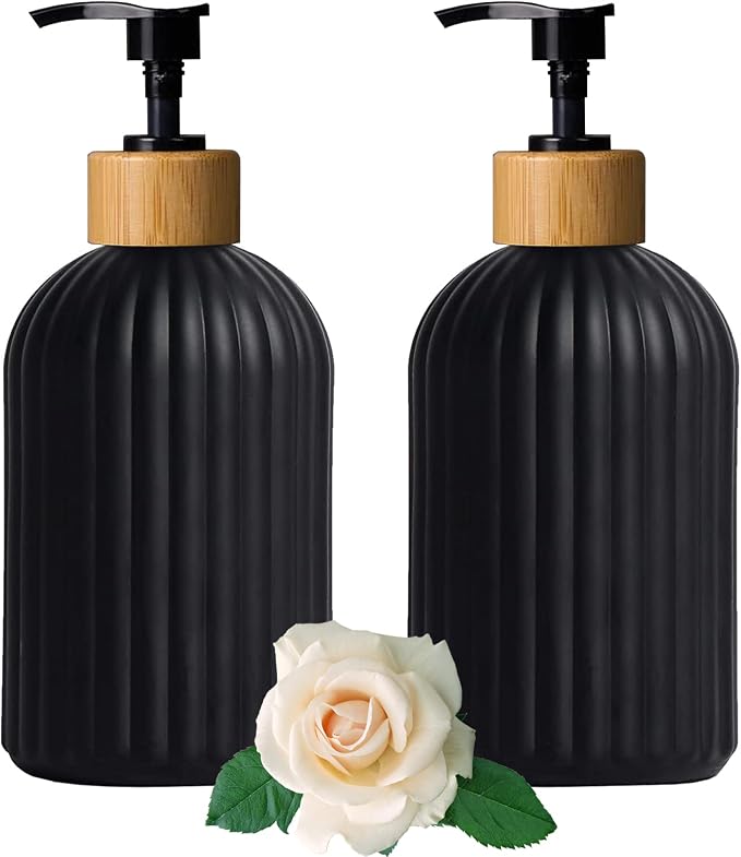 YYTSGG Black Glass Soap Dispenser Set by YYTSGG