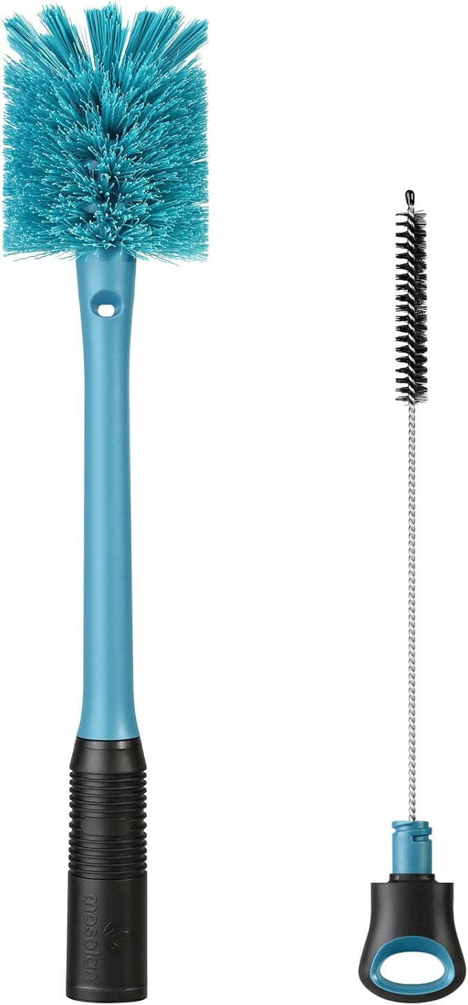 MOSOLAN 2-in-1 Bottle Brush and Straw Cleaner Brush, Smokey Blue, 1 Pack | Long by mosolan