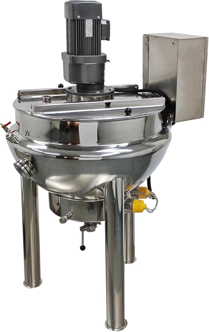 220V 100L Electric Jacketed Kettle - Commercial Heating Cooking Machine for Soup, Beverages, Jams & Sandwiches - High-Efficiency Steam Pot, Food Warmer 26.5 Gallon