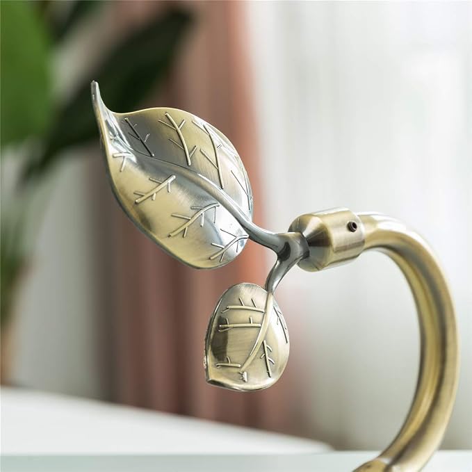 HIKMLK Leaf Shaped Curtain Tieback Holdbacks 2pcs, Handmade Metal Curtain Side - Image 3